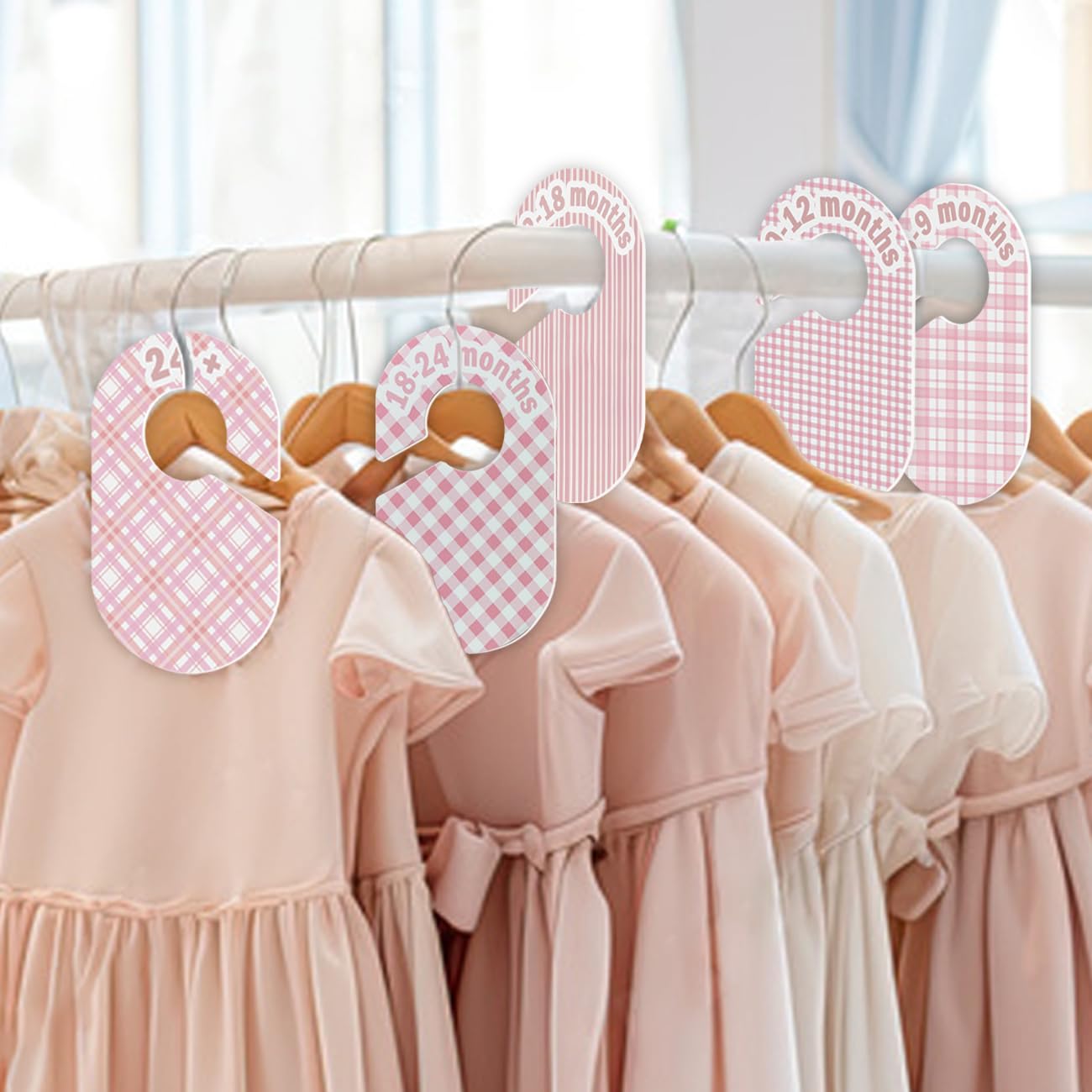 eoscasely baby closet divider pink in-closet-setup keeps outfits organized