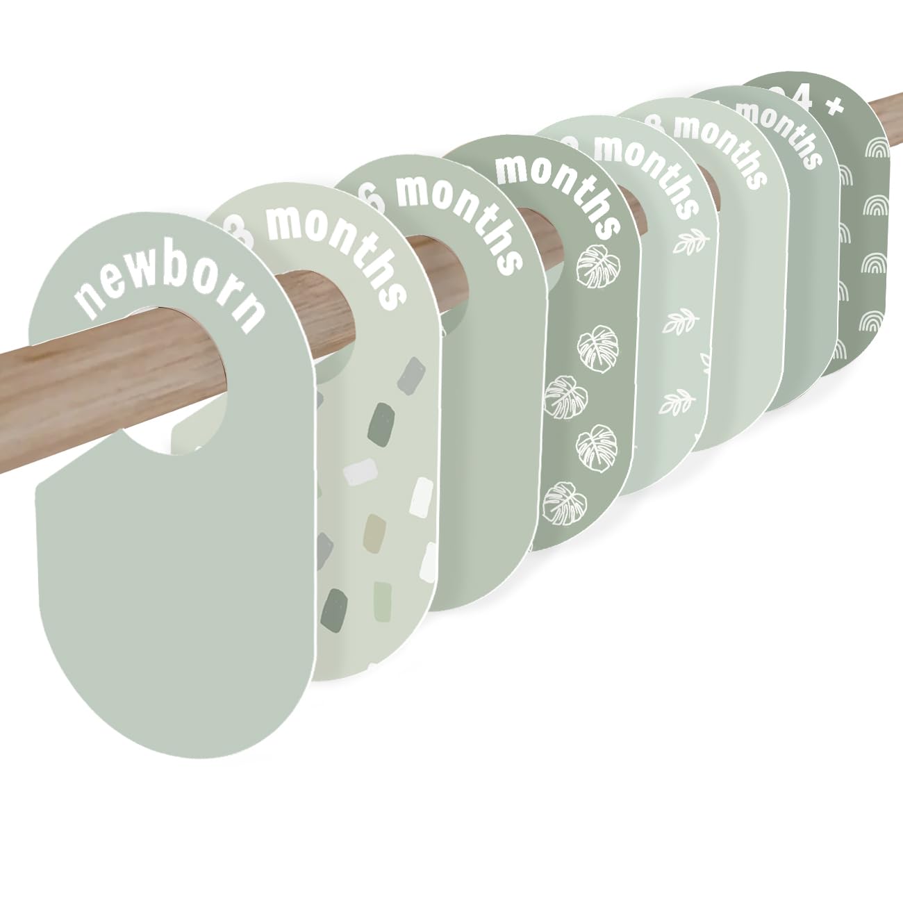 eoscasely baby closet dividers 8-pack featuring green leaf pattern for organized nursery.