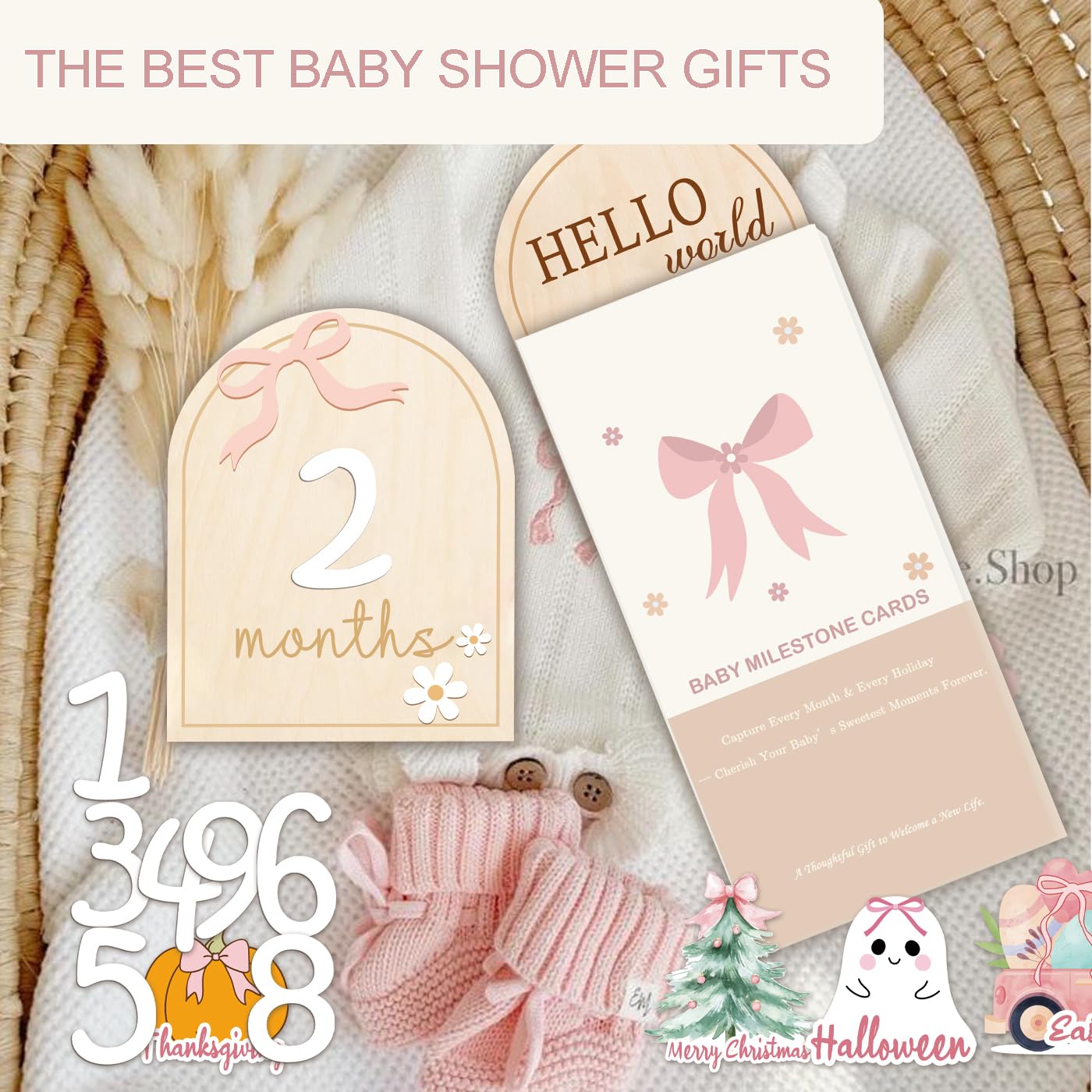 eoscasely-bow-themed-milestone-discs smooth engraving for timeless baby memory keepsakes.