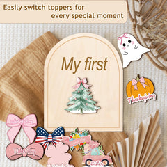 eoscasely-hello-world-sign front view for announcing your baby's arrival in monthly photos.