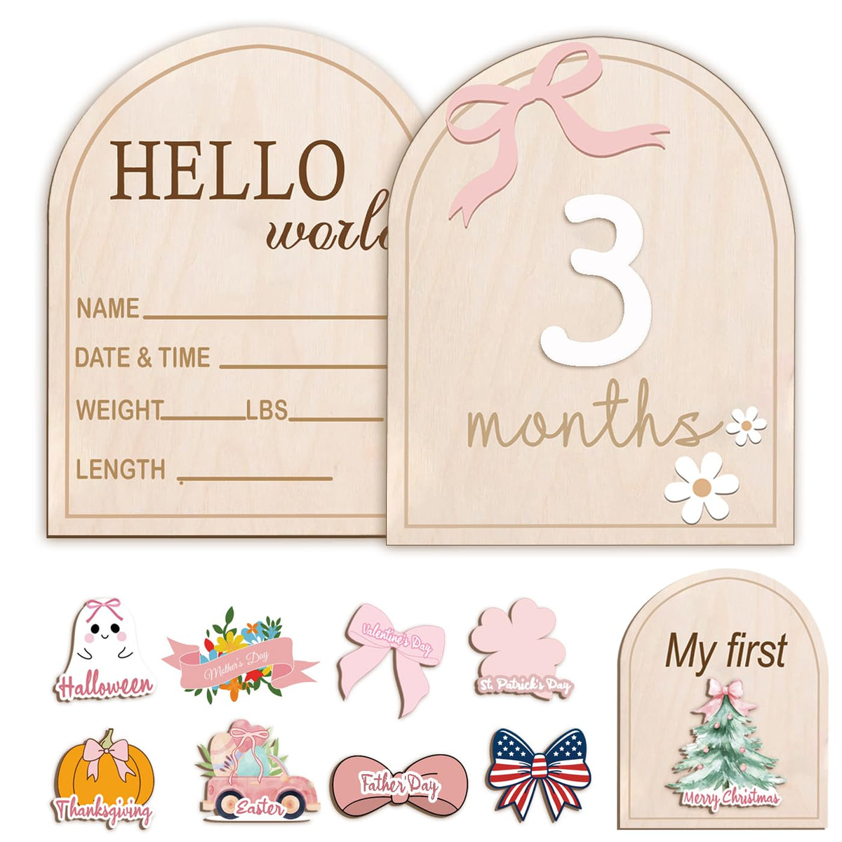eoscasely-monthly-milestone-signs-bow-front view for adorable newborn photos and keepsake memories.