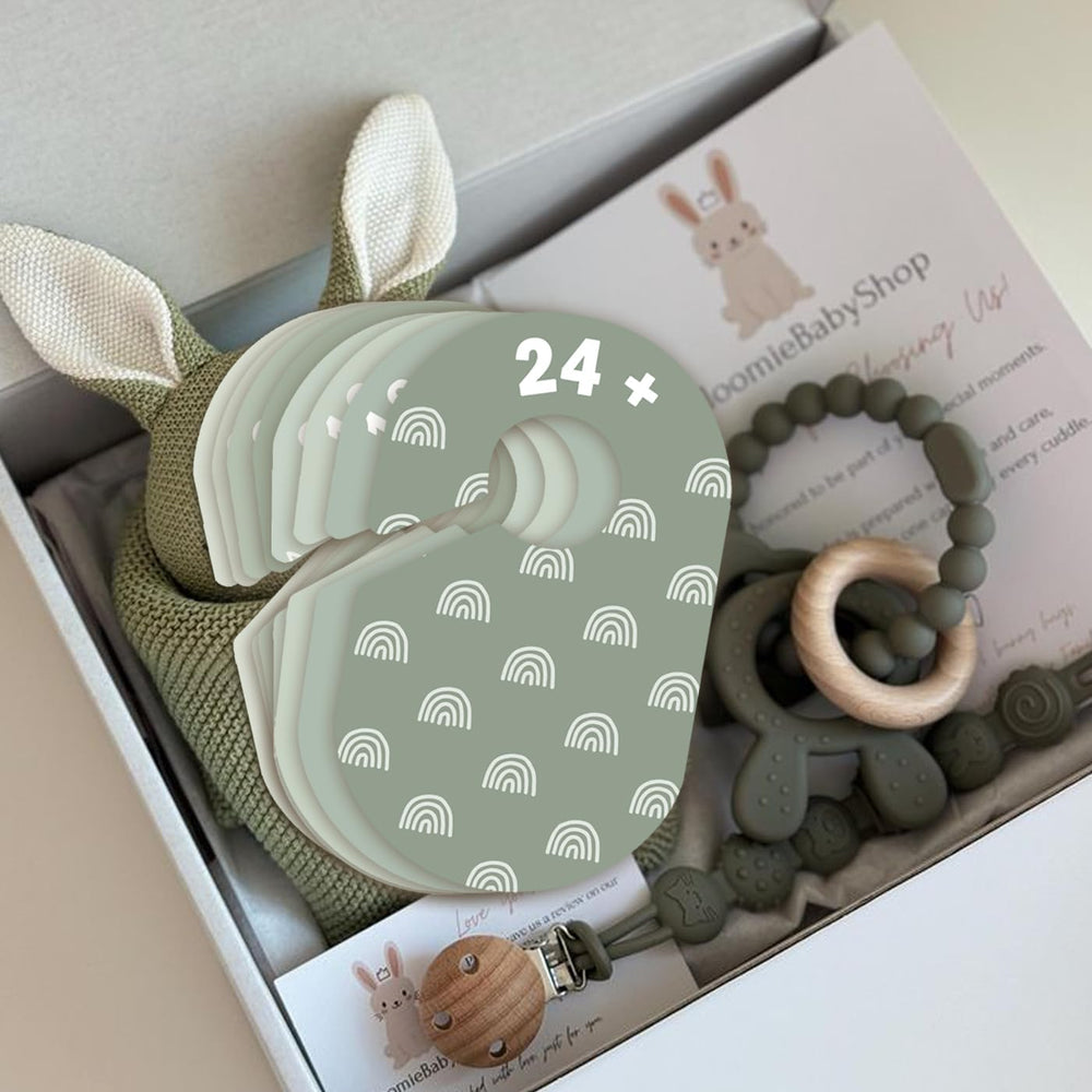 eoscasely neutral nursery organization with green leaf styling for calm spaces.