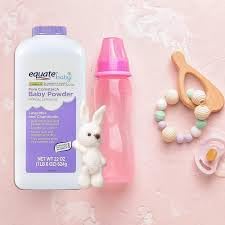 Equate baby powder on diaper area: helps keep skin dry in folds and creases.