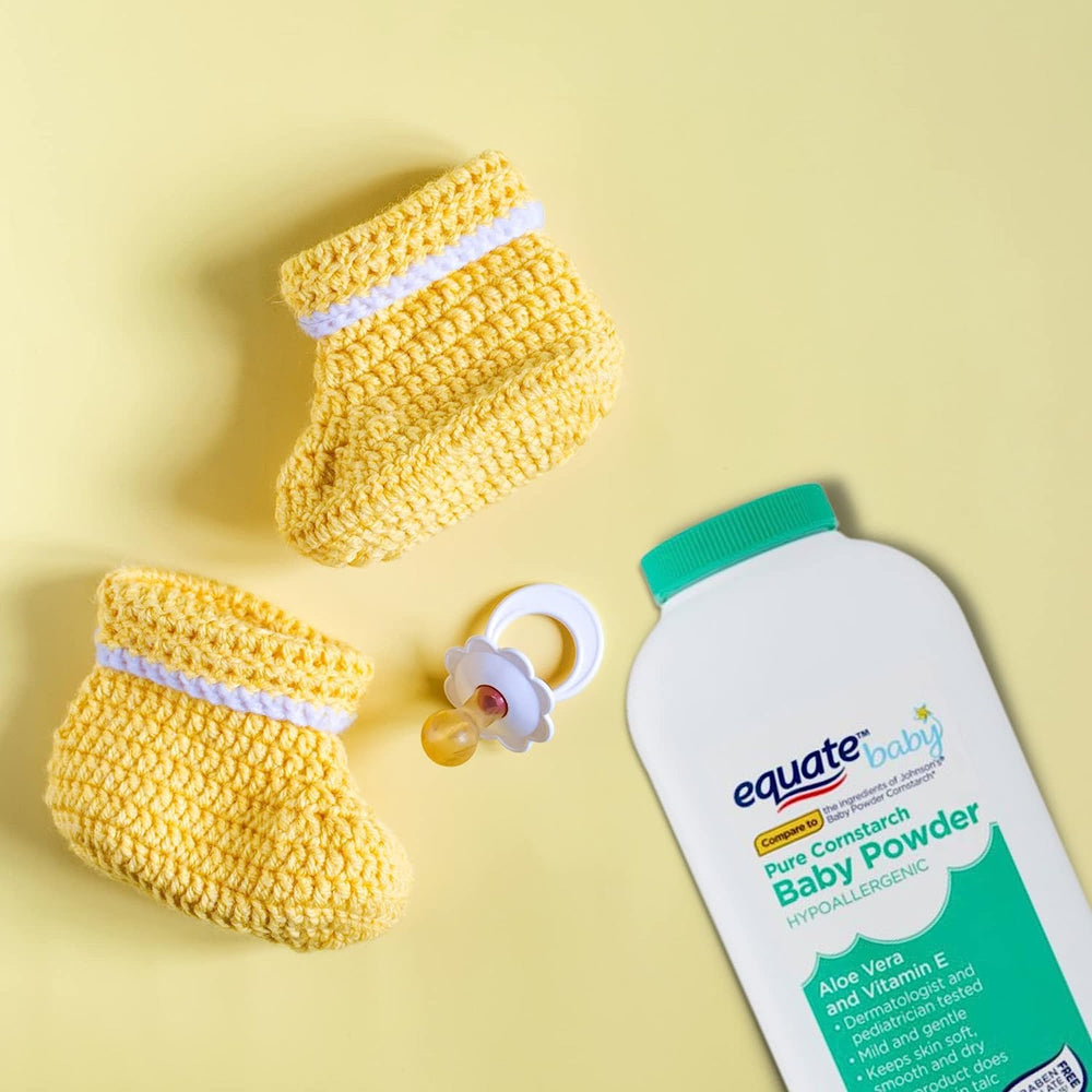 Equate Pure Cornstarch Baby Powder for the whole family supports gentle moisture management.