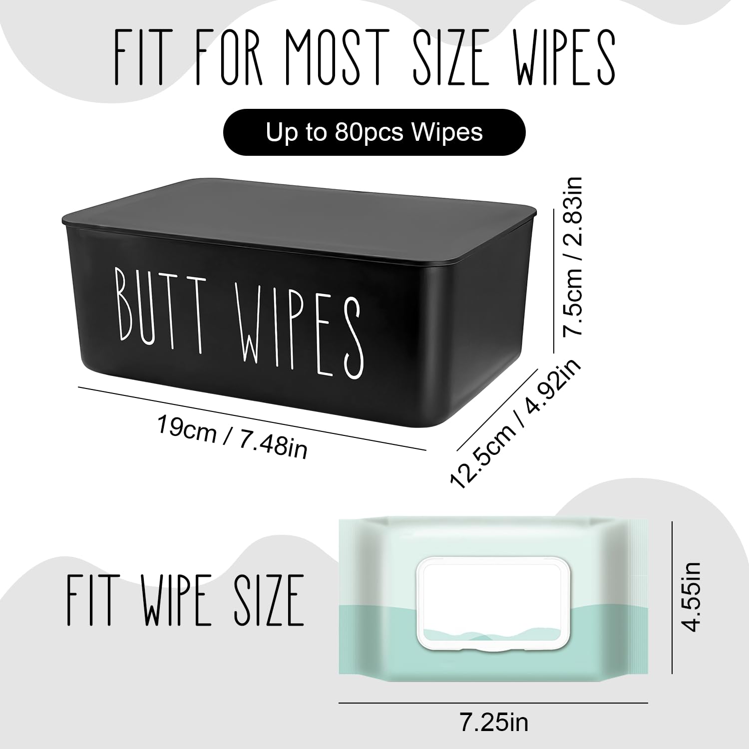 EQUNROY baby wipes dispenser side view highlights smooth edges and easy reach during diaper changes.
