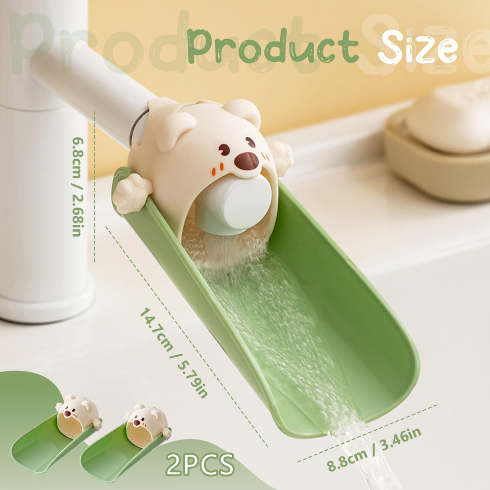 EQUNROY beige 2-pack faucet extenders fit standard faucets for shared bathrooms and kitchens.