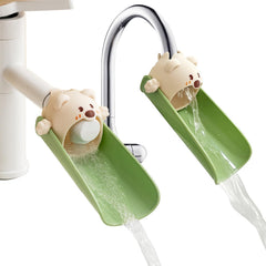 EQUNROY faucet extender with visual temperature alert helps kids avoid hot water during handwashing.