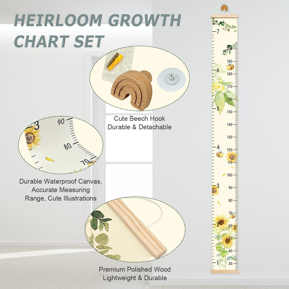 EQUNROY growth chart sunﬂower pattern on durable canvas for long-lasting memories.