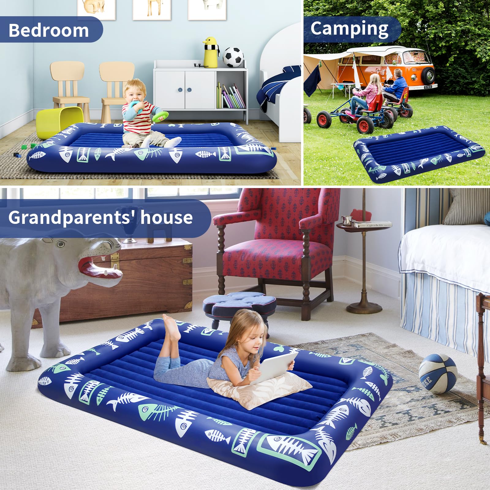 EQURROY travel bed packed in bag for easy storage and transport
