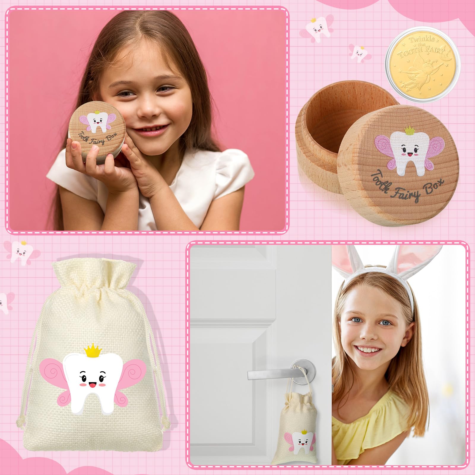Equsion tooth fairy gift set pink ideal for birthdays and holidays.
