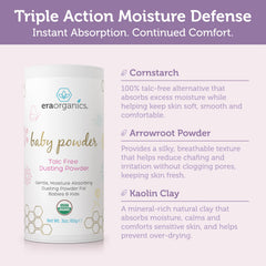 Era Organics arrowroot-calendula-kaolin ingredients showcase natural, skin-friendly components