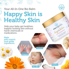 Era Organics Baby Diaper Balm being applied on hands for gentle daily protection