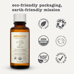 erbaviva baby oil silky texture for smooth massages.