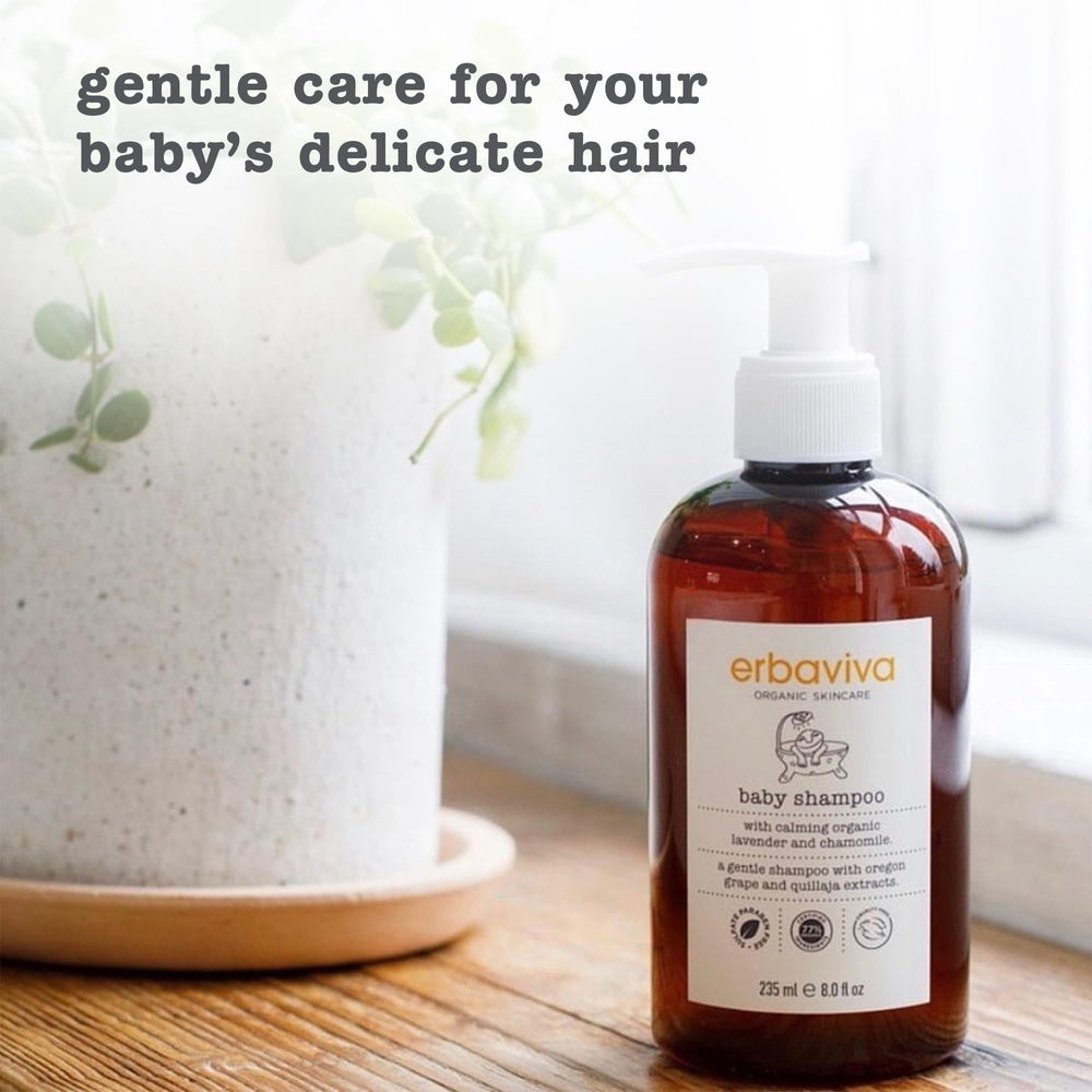 erbaviva lavender chamomile aroma promotes a relaxing, worry-free bath for baby