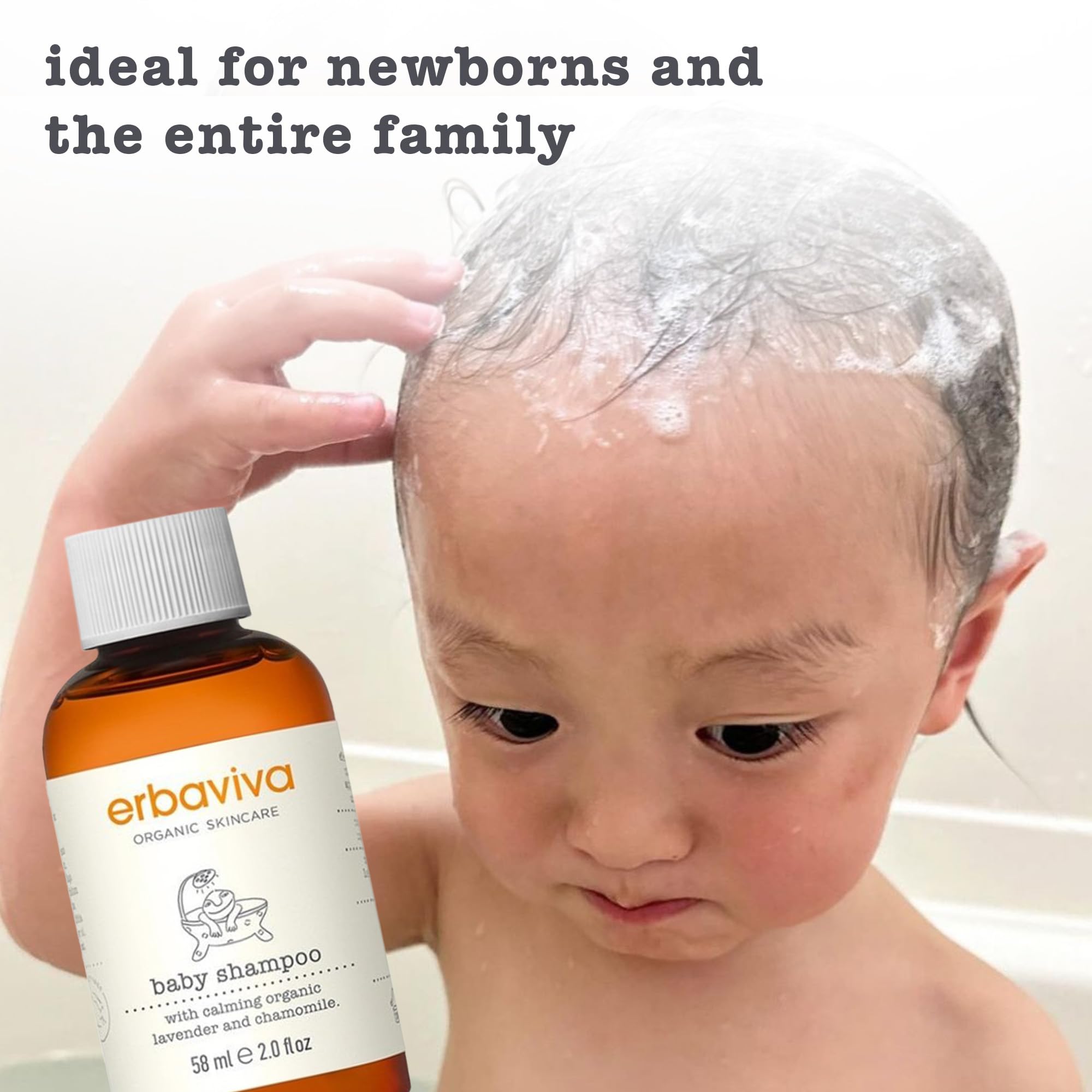 erbaviva Baby Shampoo natural foam demonstrates sulfate-free cleansing suitable for delicate hair