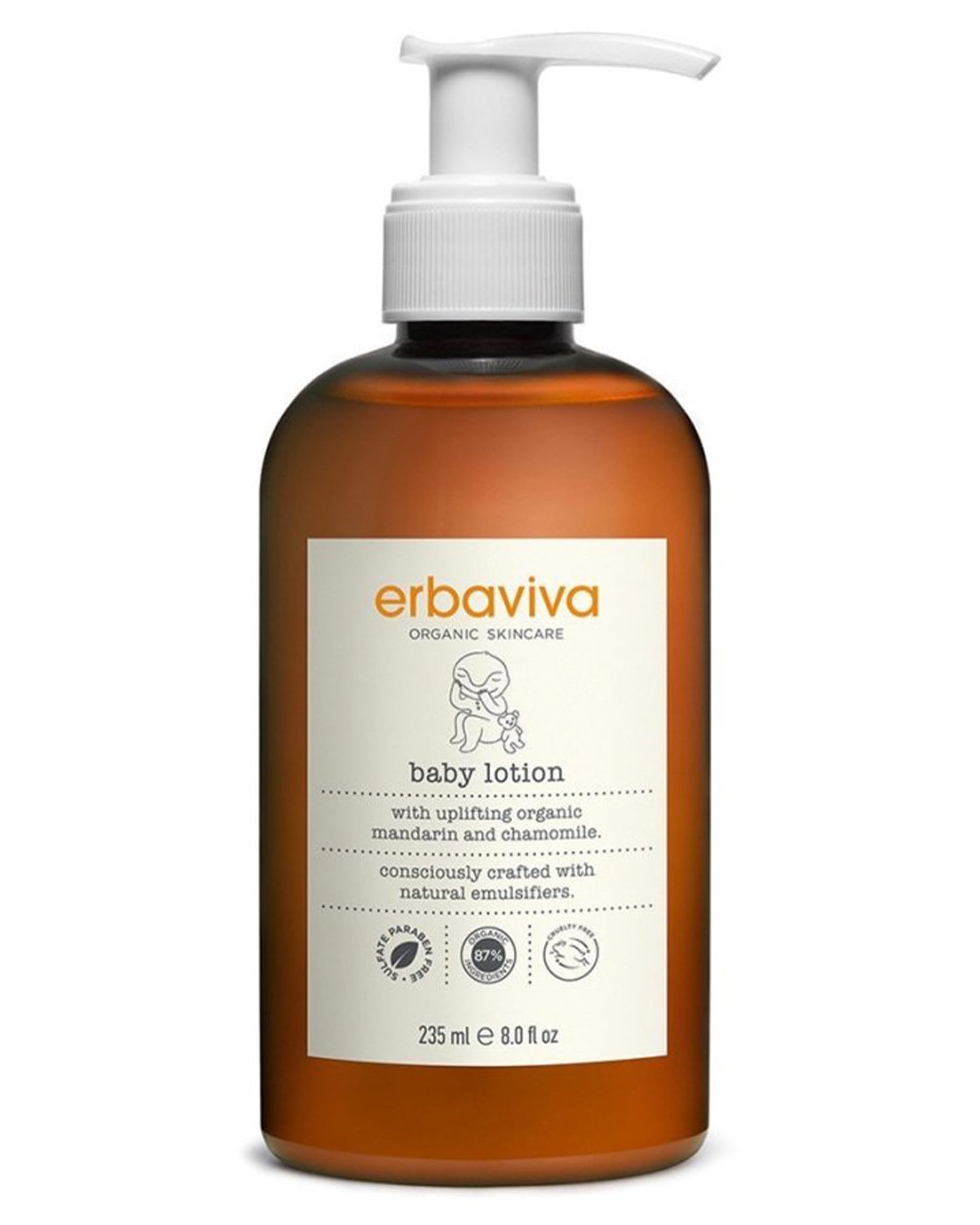 erbaviva Organic Baby Lotion 8oz bottle for all-day hydration