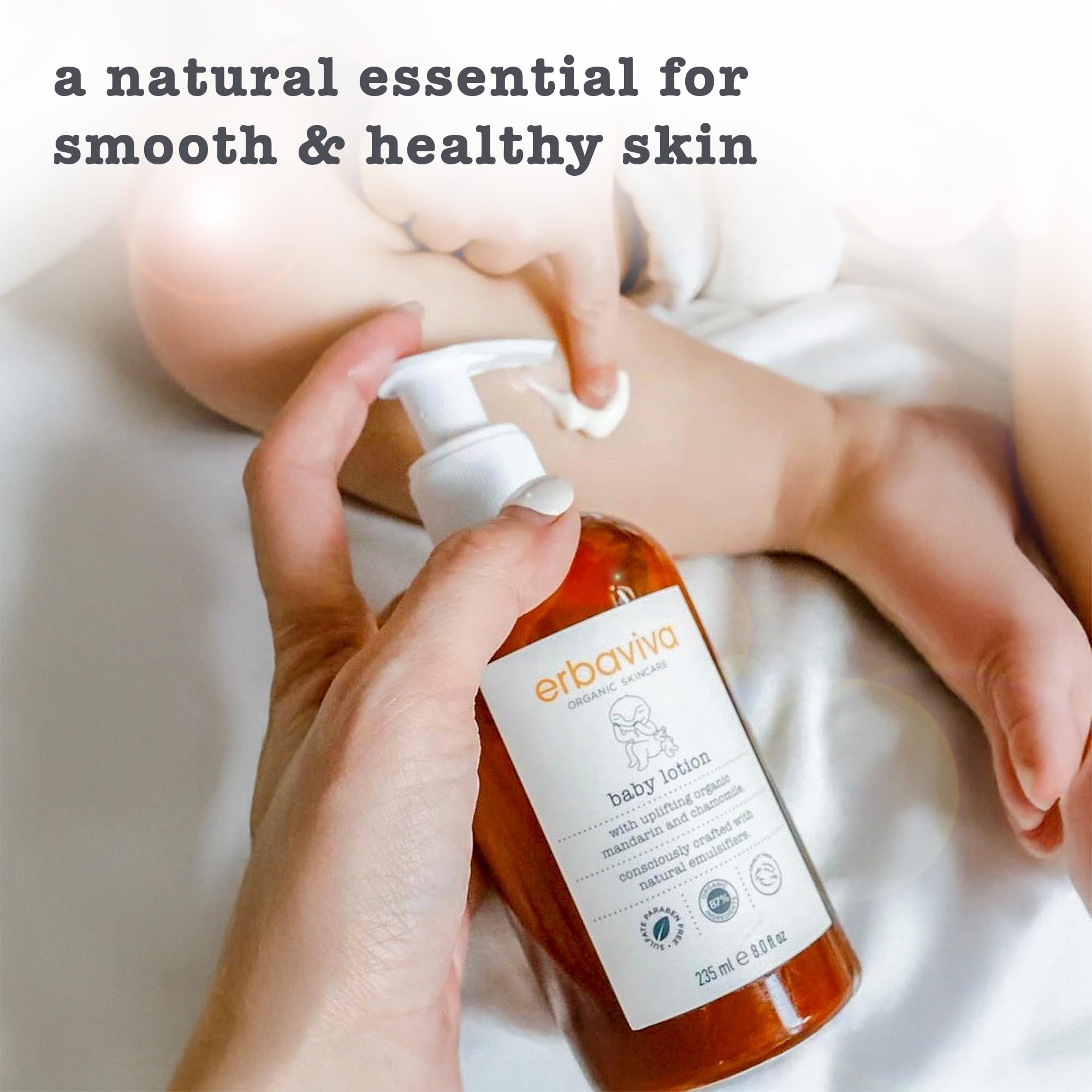 Erbaviva Organic Baby Lotion applied on body and face for daily care