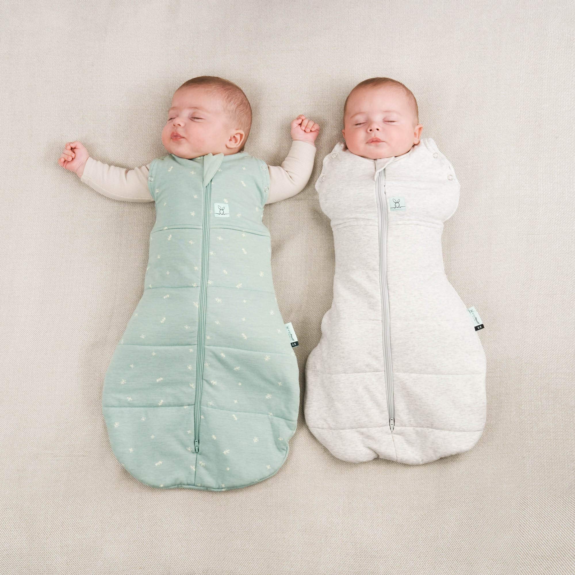 ergoPouch Cocoon Swaddle Sack 0.2 TOG Sage bell-shaped bottom supports hip movement.