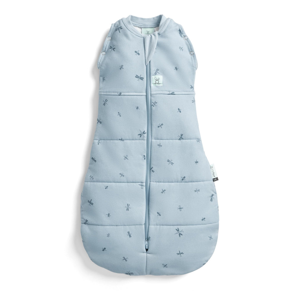 ergoPouch Cocoon Swaddle Sack dragonflies pattern comforts newborns with breathable fabric for calmer sleep.