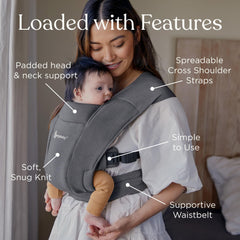 Ergobaby Embrace baby-facing-in option highlights snug parent-in bonding
