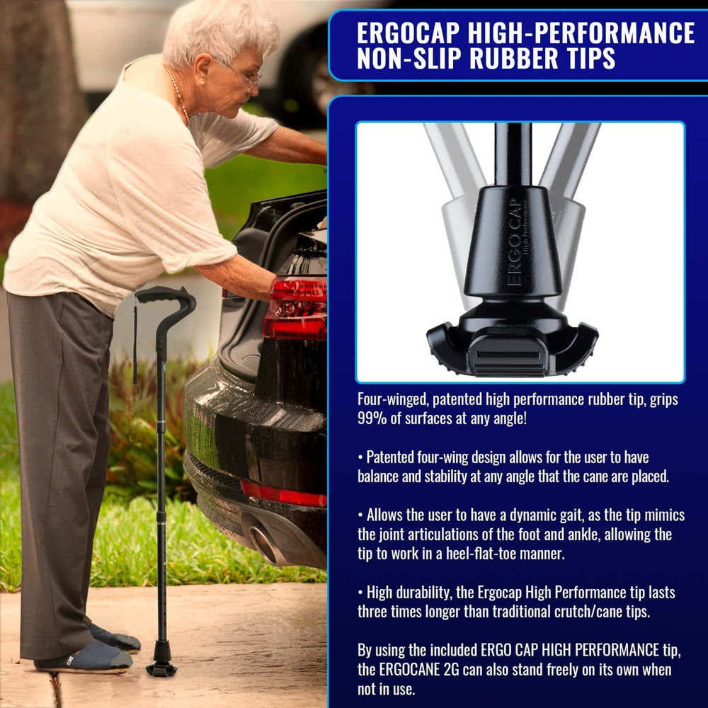 Ergoactives Ergocane 2G matte black design blends with daily routines.