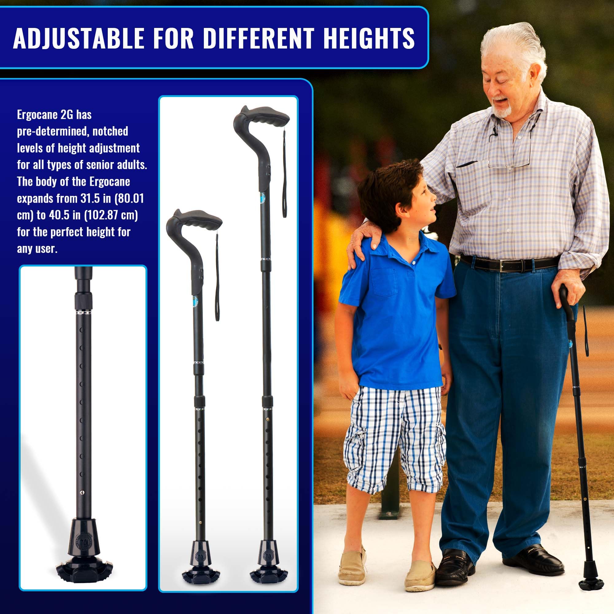 Ergoactives Ergocane 2G stand-alone use demonstrates independent balance during rests.