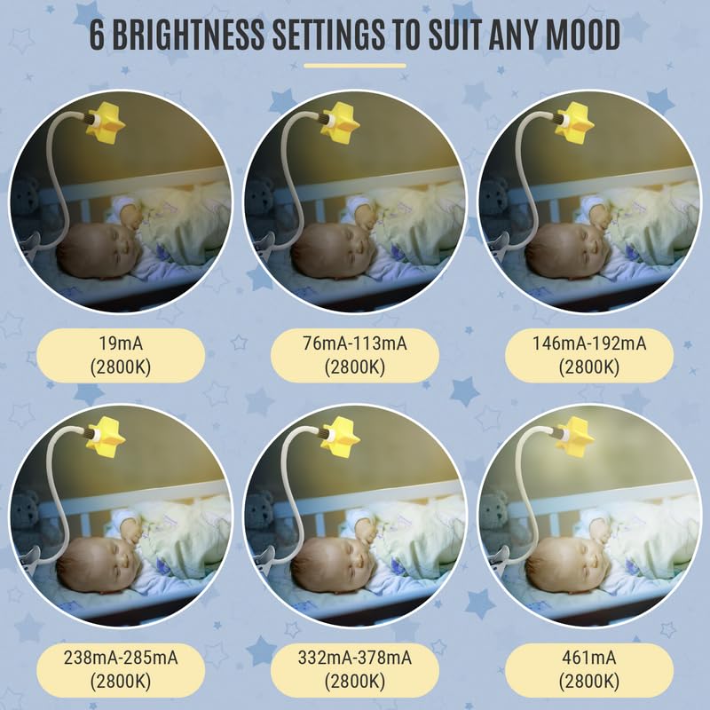 Ergojojo LED star light with eco-friendly vinyl shade, durable for nursery use.