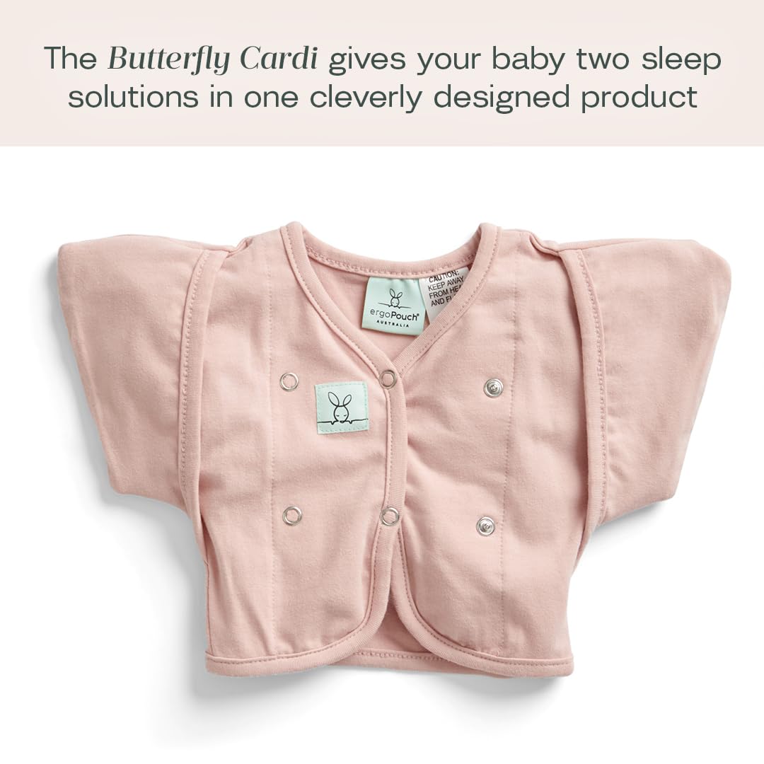 ergoPouch Butterfly Cardi demonstrates hands up sleeping for gentle self soothing.