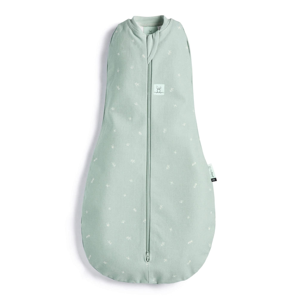 ergoPouch Cocoon Swaddle Sack Sage front view shows cozy, secure sleep