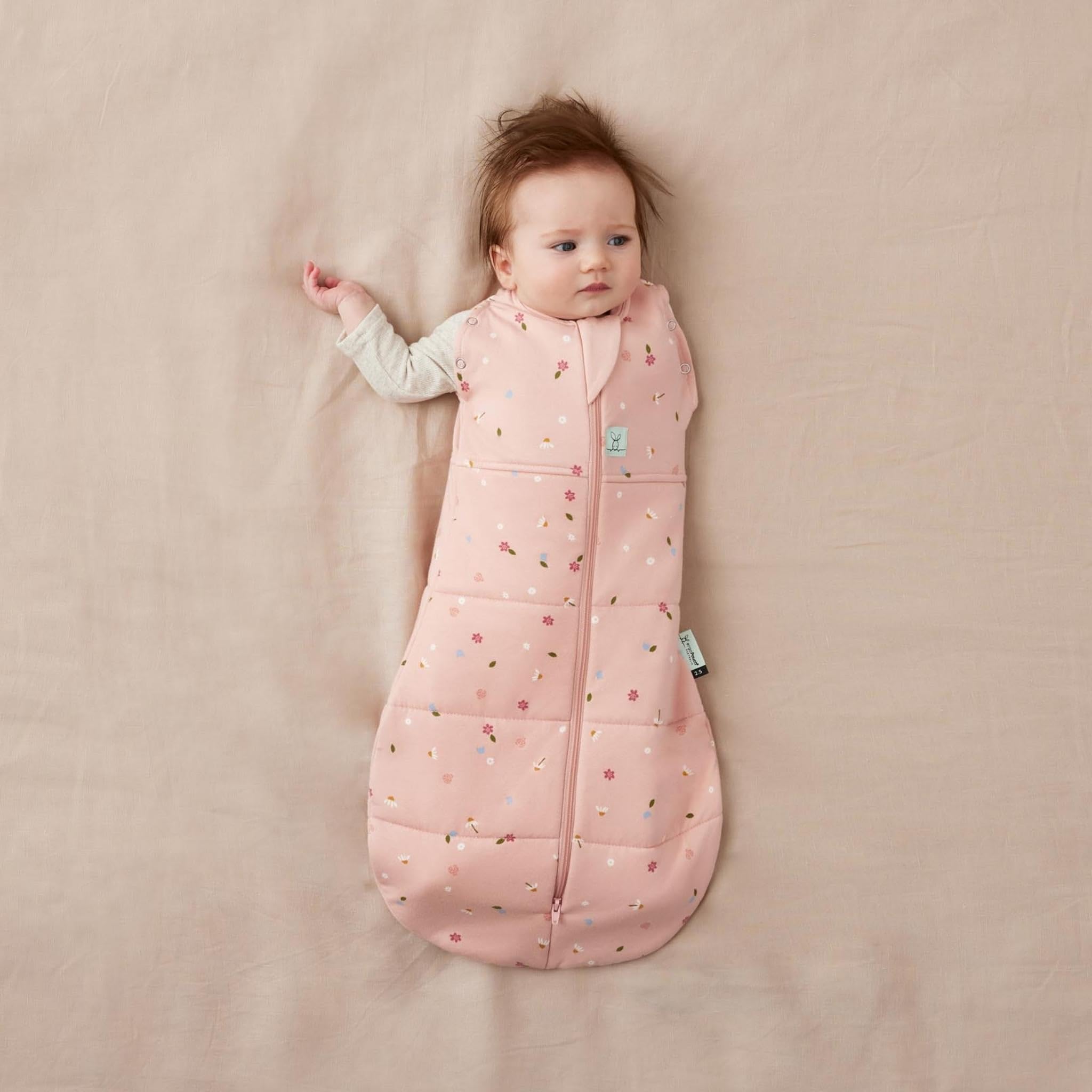 ergoPouch Cocoon Swaddle Sack shoulder snaps close-up illustrating adjustable fit for growing babies