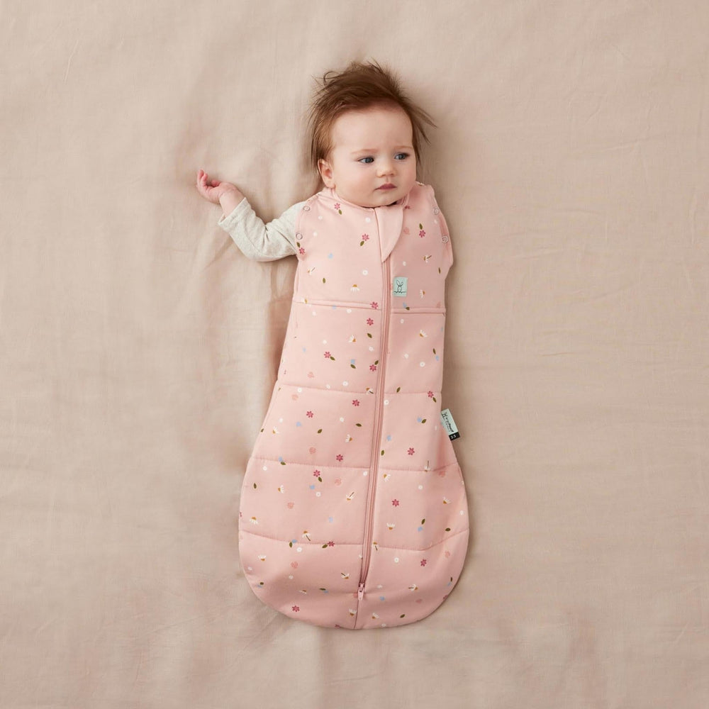 ergoPouch Cocoon Swaddle Sack shoulder snaps close-up illustrating adjustable fit for growing babies