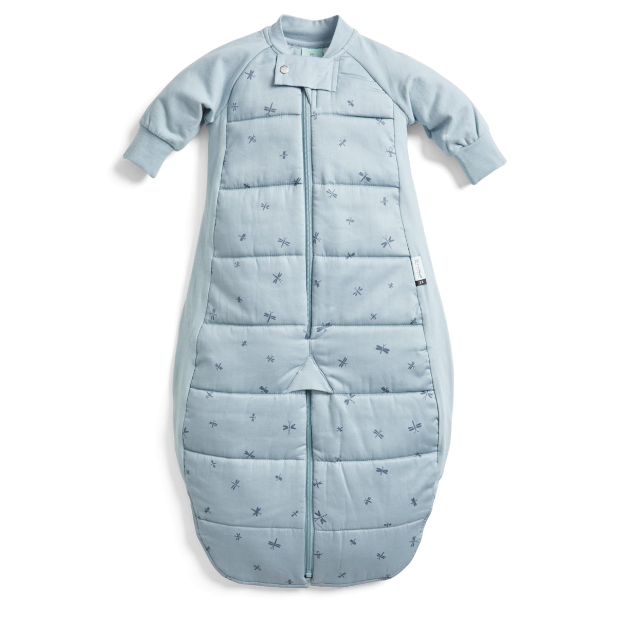ergoPouch Sleep Suit Bag dragonflies legs mode enables safe leg movement for car seat and stroller naps.