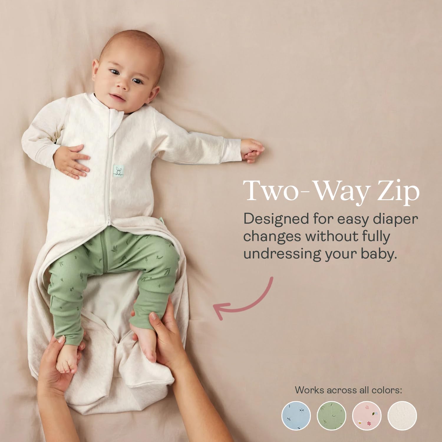 ergopouch jersey sleeping bag worn by toddler demonstrates comfortable mobility