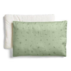 ergoPouch organic toddler pillow willow front view shows low-profile neck support