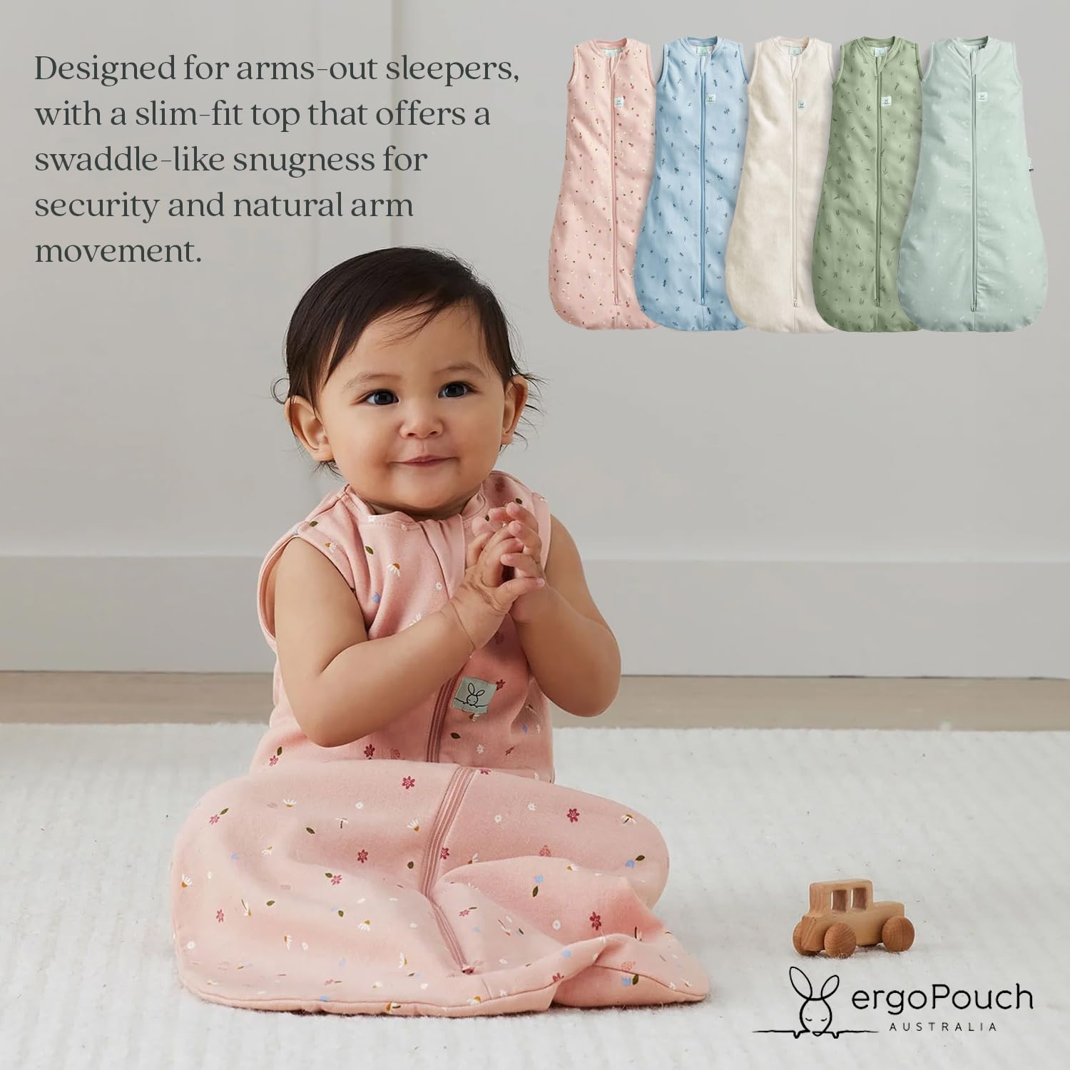 ergoPouch two-way zip sleeping bag enables easy night-time diaper changes