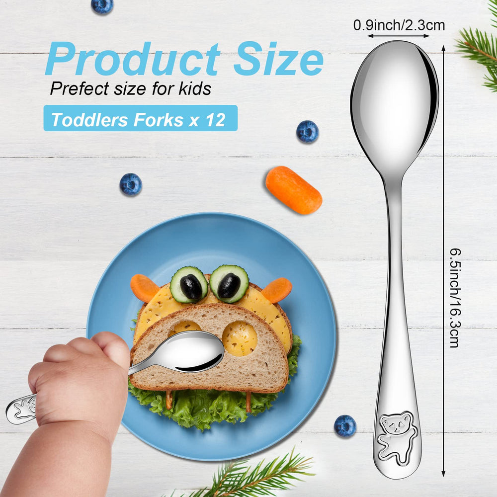 Erinnmy spoons 6.5-inch size fits small hands for comfortable self-feeding.