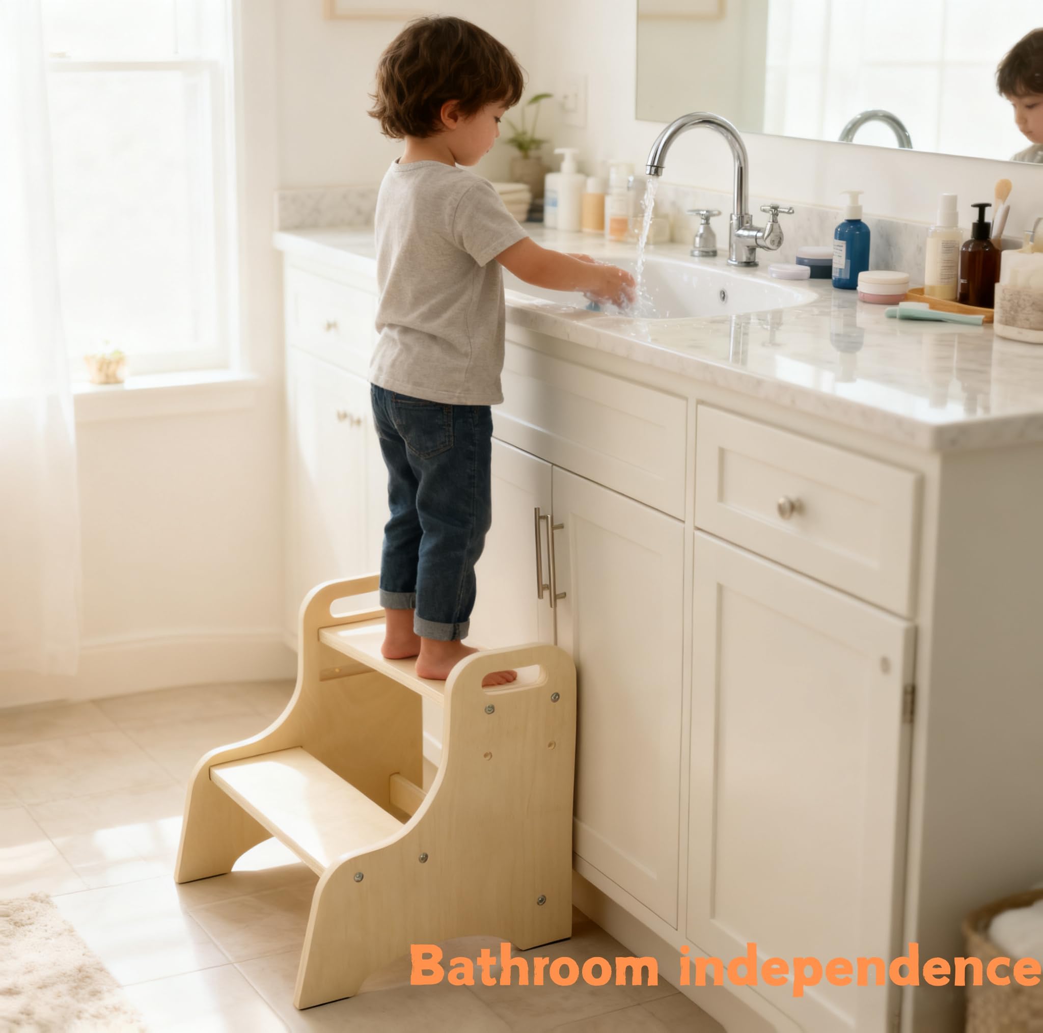 Erizhaltic stool in kitchen setup helps kids participate safely