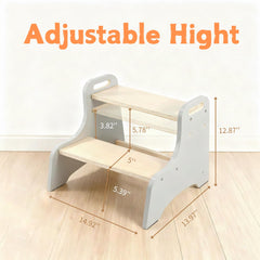 Erizhaltic Toddler Step Stool side view showing adjustable height for growing kids
