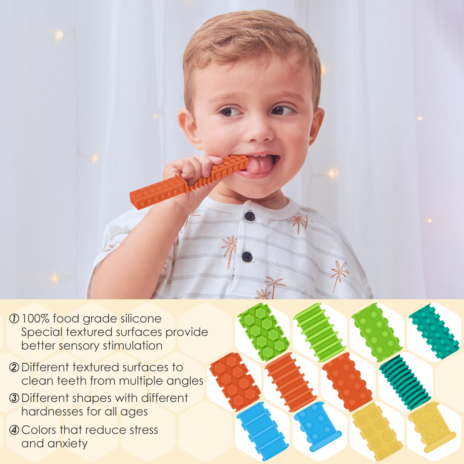 ERKOON easy-clean silicone toys shown with simple washing and sanitation.