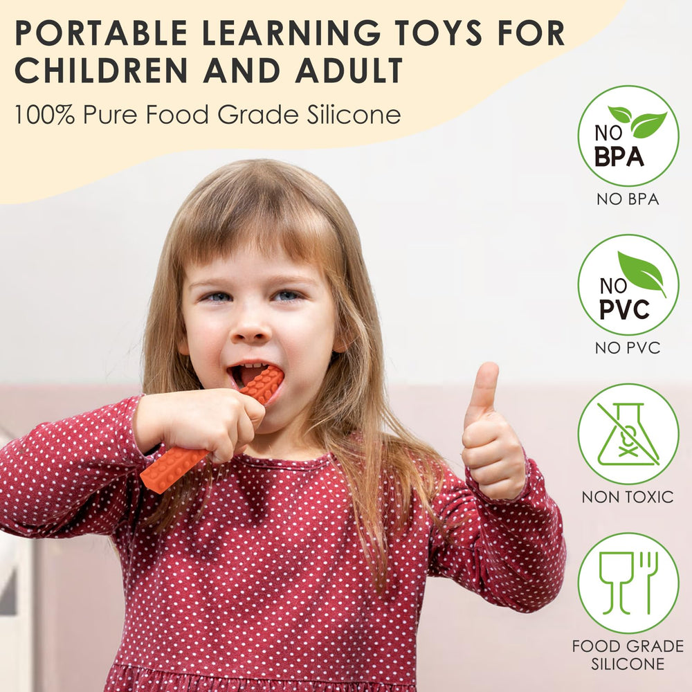 ERKOON T-shaped chew toy shown as durable sensory tool for bite-safe play.