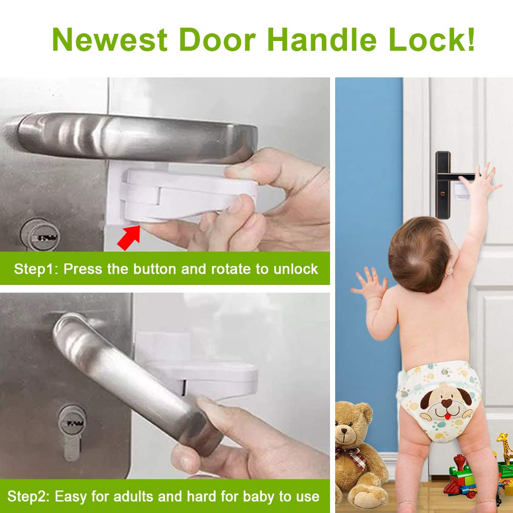 Erockbuy petproof door handle lock shows pet-friendly room protection.
