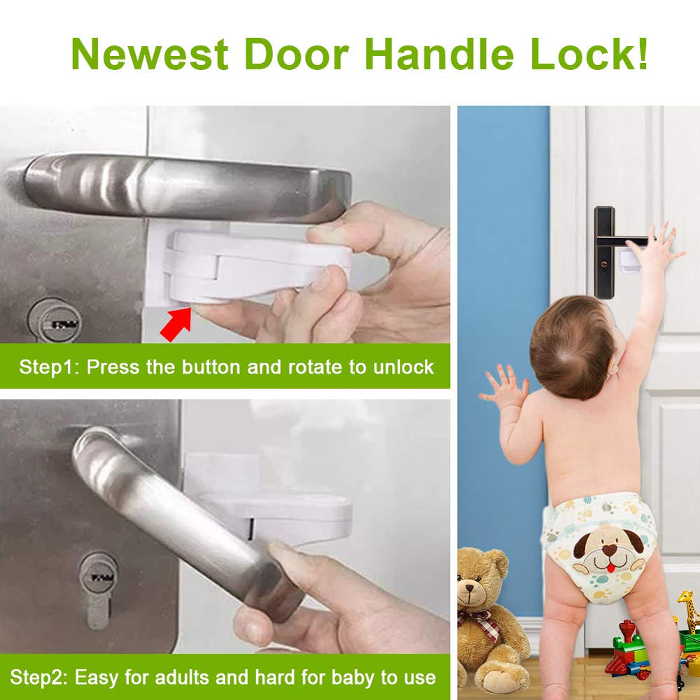 Erockbuy petproof door handle lock shows pet-friendly room protection.