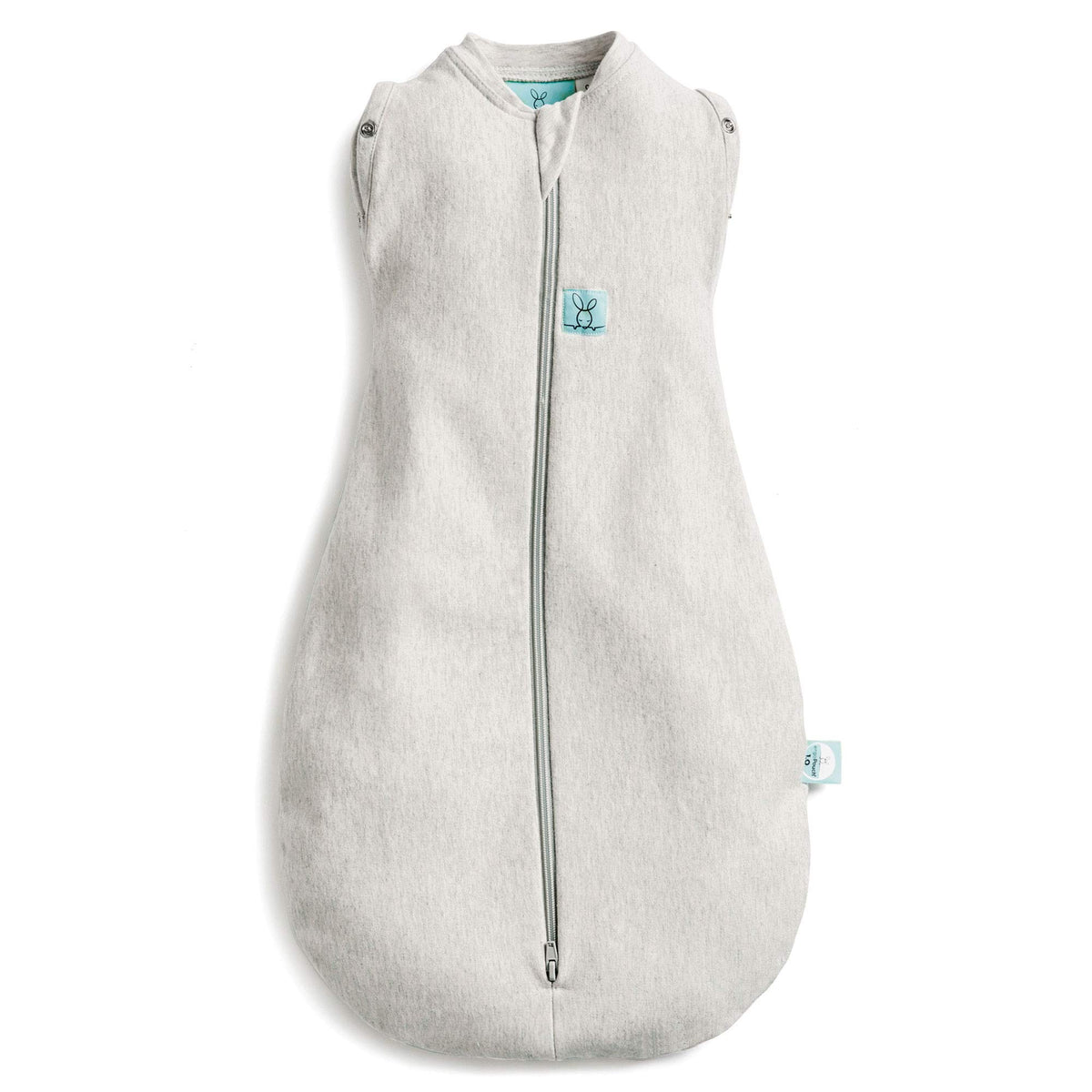 ergoPouch Cocoon Swaddle Sack front view in grey marle promotes calm sleep with snug arms-in fit