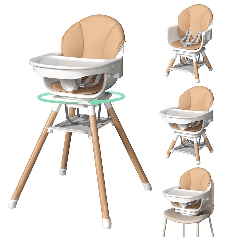 EROMMY 360 swivel high chair assembly shows sturdy beechwood for daily meals.