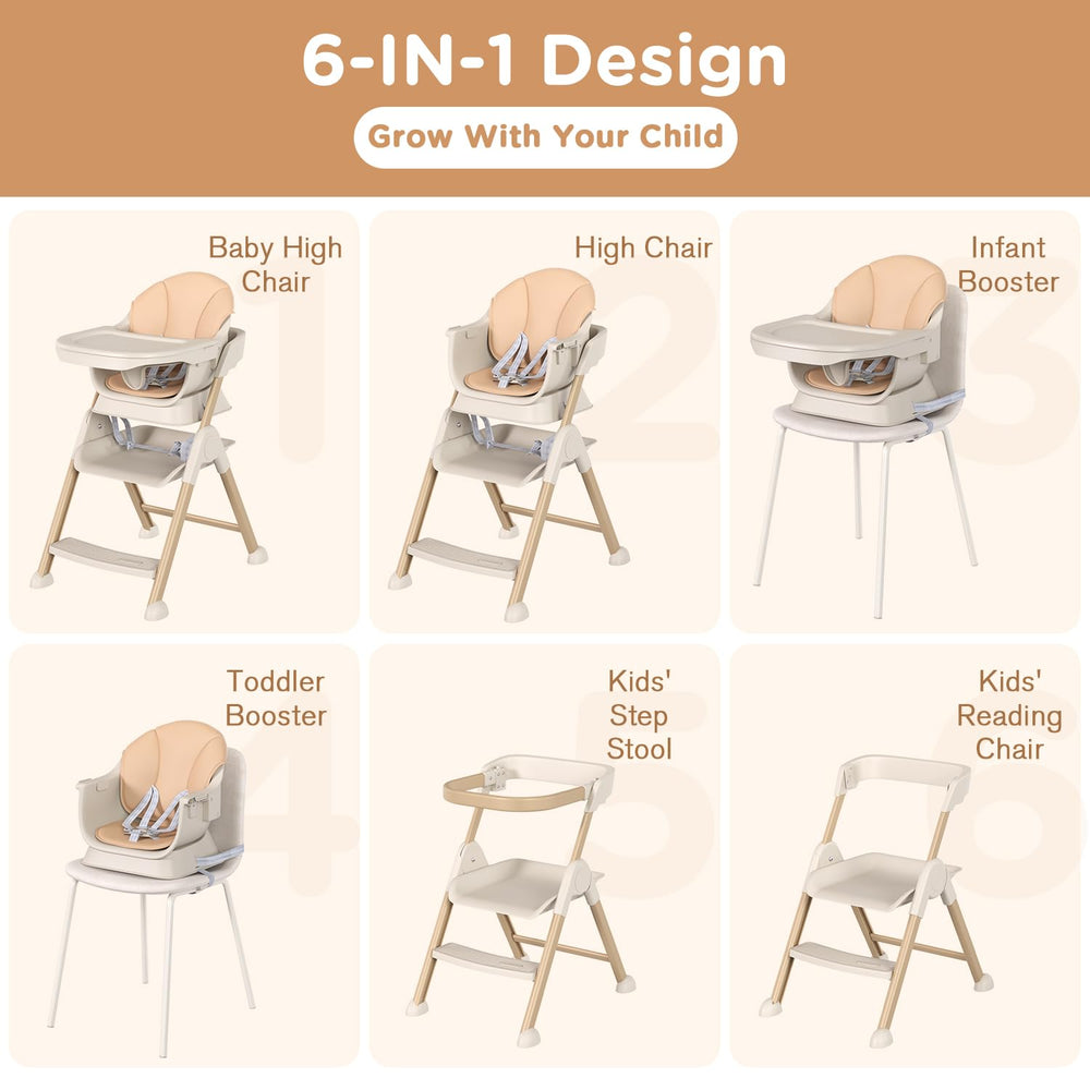 EROMMY 6-in-1 high chair folded storage shows compact, space-saving design