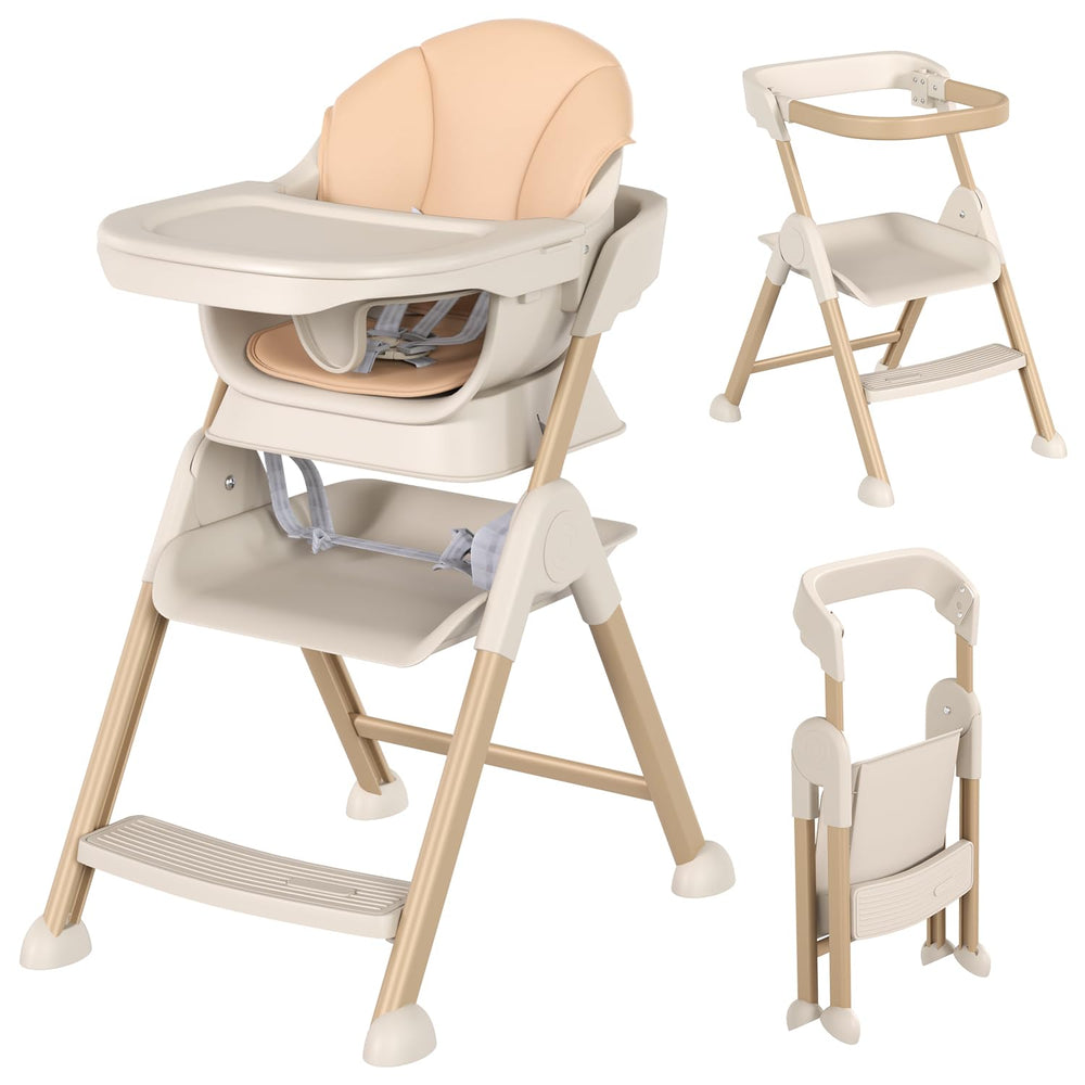 EROMMY 6-in-1 high chair front view showing sturdy aluminum frame and grow-with-me design