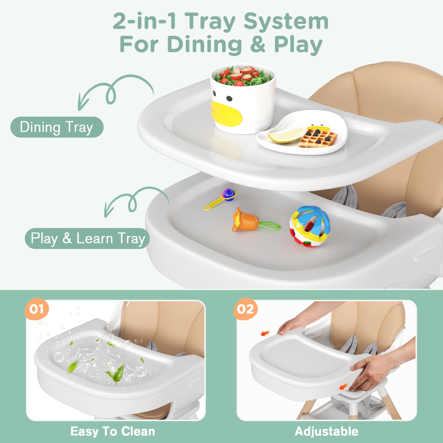 EROMMY adjustable seat heights enable table dining with family.