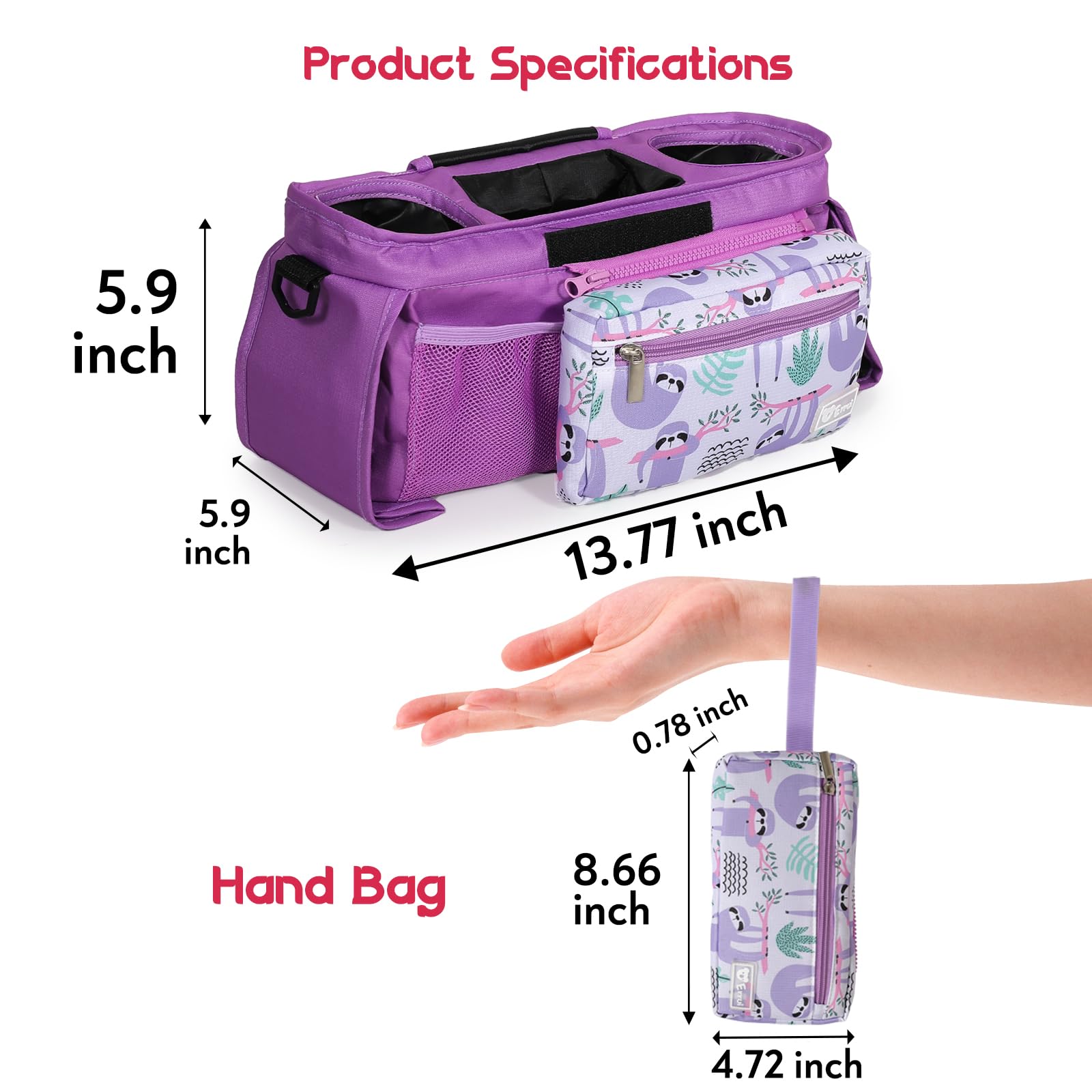 ERRUI wristlet pocket for quick carry when away from stroller
