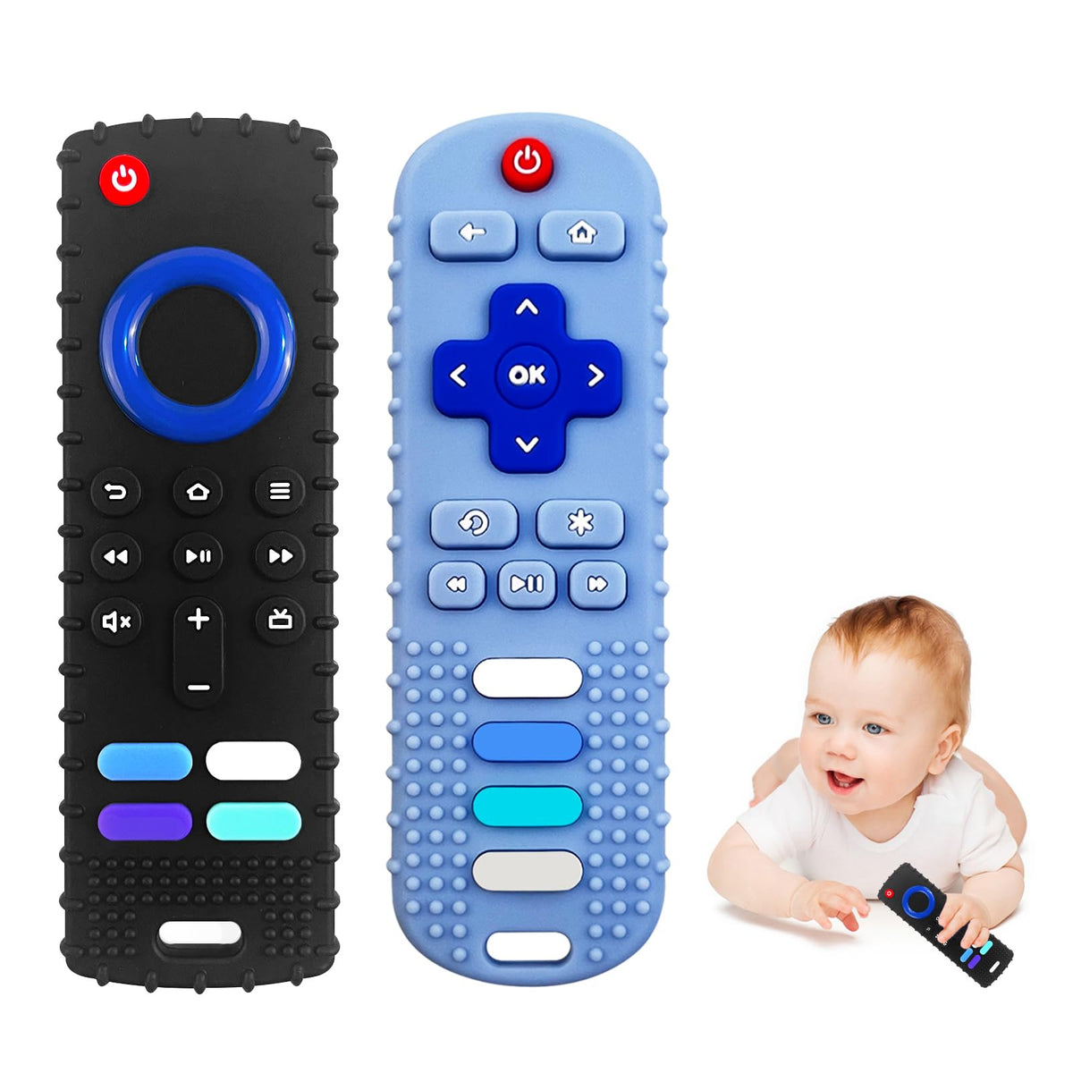 ERSIHUA 2-pack silicone baby teething toys for soothing gums and easy grip