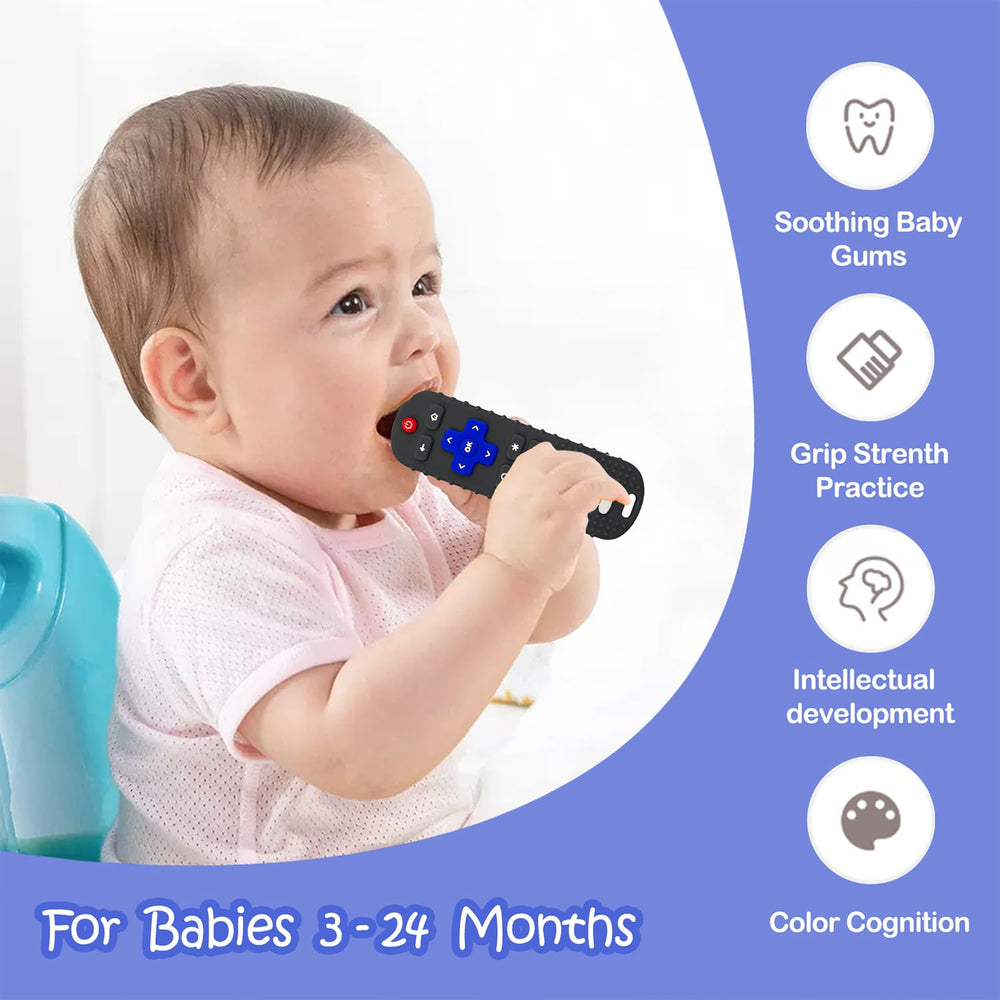 ERSIHUA remote teether on dishwasher-safe surface implying easy cleanup